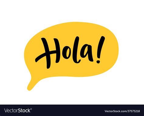 Hola Word Lettering Spanish Text Hello Phrase Vector Image