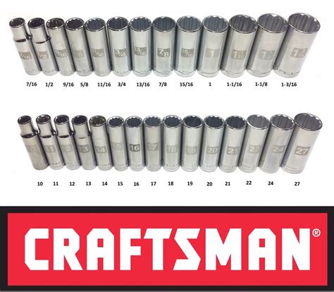 Craftsman Laser Etched Easy Read 11 Piece Sae 12 Drive 6 Point Deep