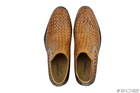 Mens Vintage Real Hand Woven Leather Boots Slip On Ankle