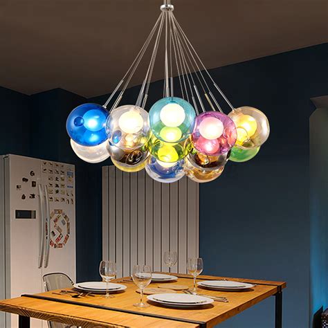 A versatile and easily adaptable pendant light made out of glass. Modern Multi-color Glass Bubbles Pendant Light Chandelier ...