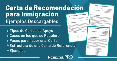 Carta de recomendación para inmigración Carta Creativa
