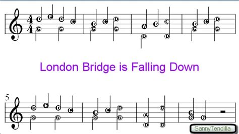 London Bridge Is Falling Down Nursery Rhymes Easy Sheet Music Acordes