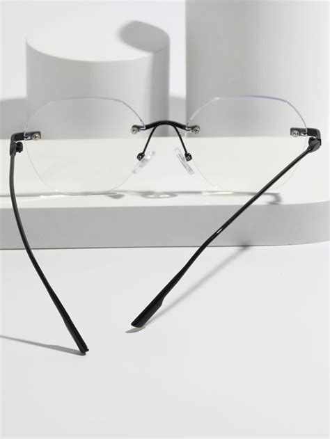 Geometric Lens Rimless Eyeglasses Shein Usa