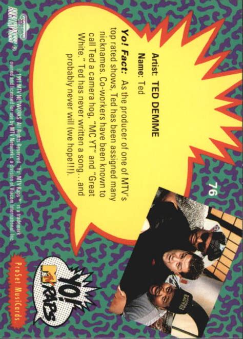 1991 Pro Set Yo Mtv Raps Complete Series 76 Ted Demme Nm Mt Jim