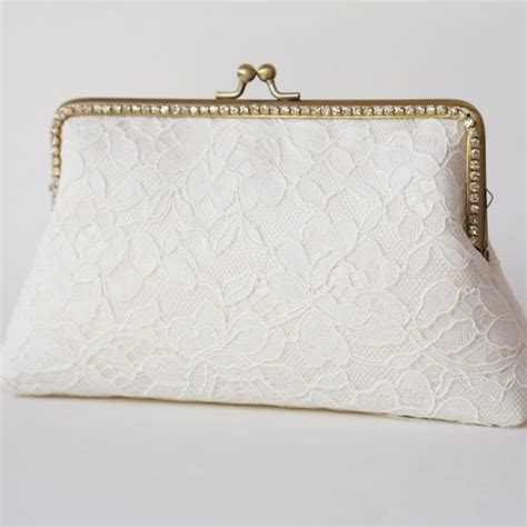 Ivory Alencon Lace Clutch With Chain Or Choose Your Color Etsy
