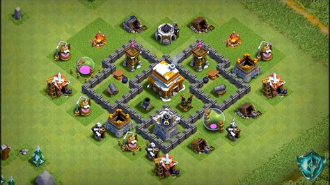 Best Town Hall 4 Base With Copy Link Clash Of Clans Base Of Clans