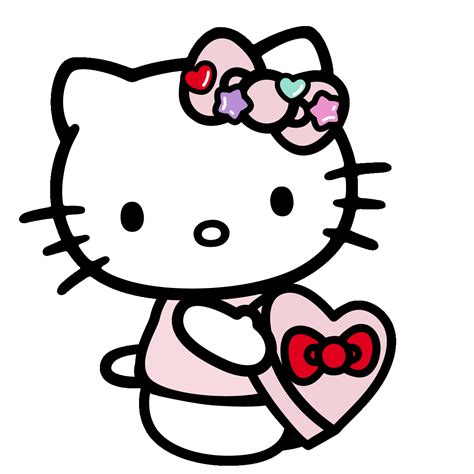 a hello kitty holding a heart shaped object