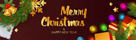 Free Vector Merry Christmas And Happy New Year Banner With Jingle Bells