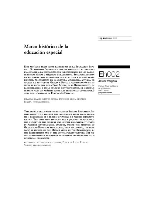 Pdf Marco Histórico De La Educación Especial