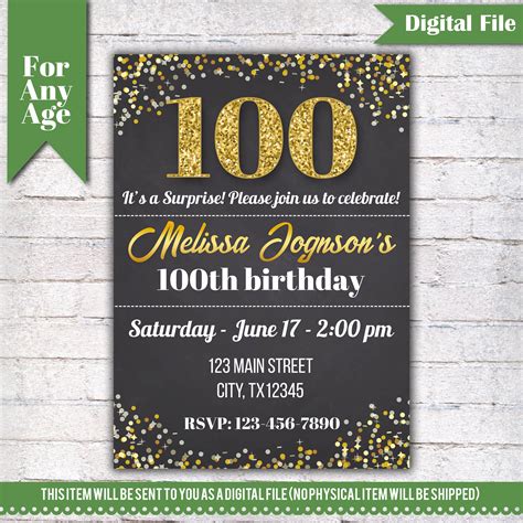 Free Printable 100th Birthday Invitations Printable Templates