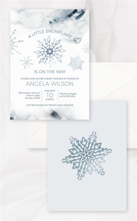 Snowflake Baby Shower Invitation For Winter Baby Shower Etsy