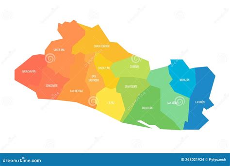 El Salvador Political Map Of Administrative Divisions Stock