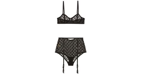 Gucci Love Parade Sheer Interlocking Logo Lingerie Set In Black Lyst