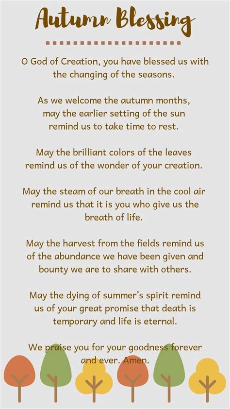 An Autumn Blessing Card With Trees In The Background