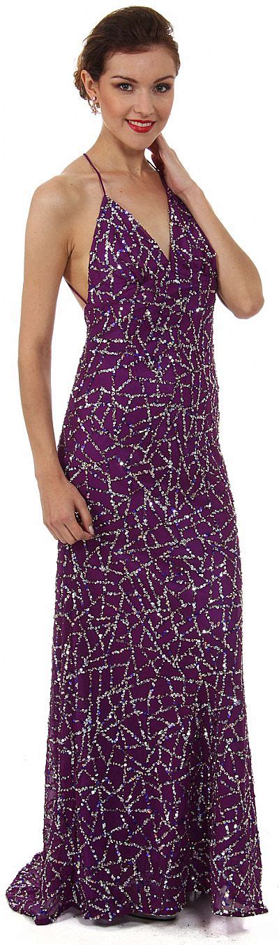 Halter Neck Sequined Long Formal Prom Dress With Train 10121