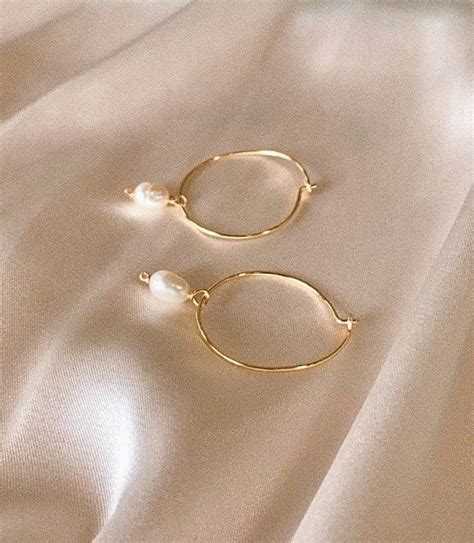 Gold And Freshwater Pearl Hoops Delicate Gold Earrings Gold Etsy In