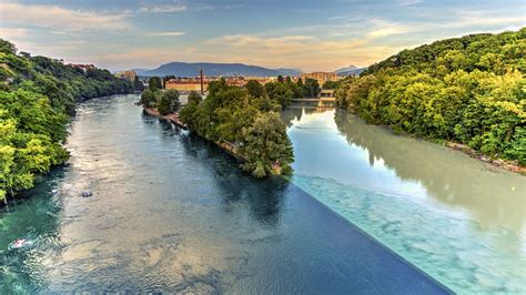 Rhone And Arve River Confluence Geneva Switzerland Hdr Elenarts
