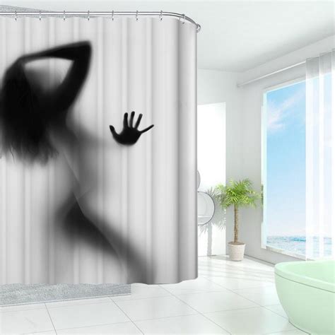 Fashion Creative Sexy Girl And Women Shadow Silhouette Bath Shower Curtain Waterproof Bathroom