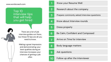 Top 10 interview tips that will help you get hired - Word Coach