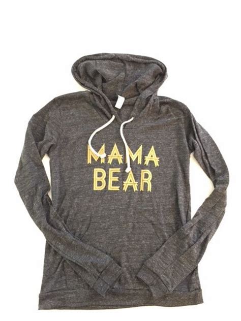 Hoodie Mama Bear Tri Black W Metallic Gold Ink Hoodies Mama