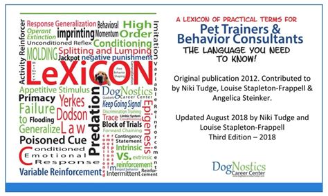 A Practical Dictionary For Pet Trainers And Behavior Consultants Dogn