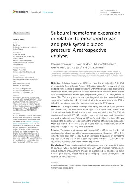 Pdf Subdural Hematoma Expansion In Relation To Measured Mean And Peak