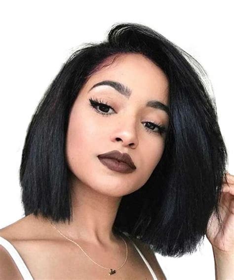 180 Density Full Lace Human Hair Wigs Straight Short Bob Wigs For