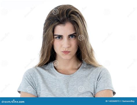 Portrait Of A Beautiful Young Woman With Angry Face Looking Furious