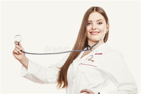 Smiling Woman Medical Doctor With Stethoscope Stock Photo Image Of