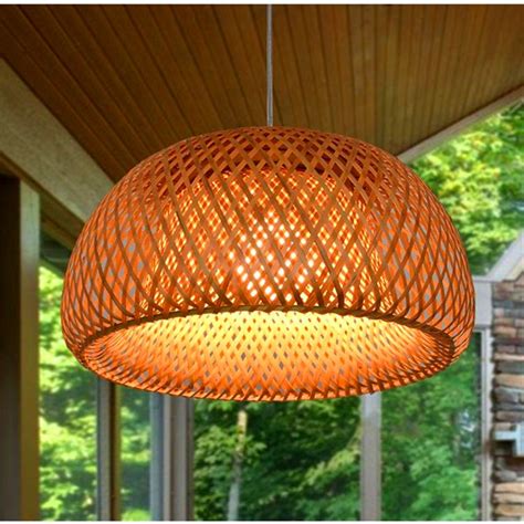 Rattan Chandelier Bamboo Woven Round Straw Hat Creative Personality