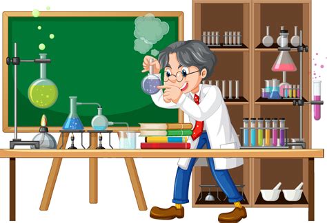 Scientist cartoon character with science lab objects 6771165 Vector Art