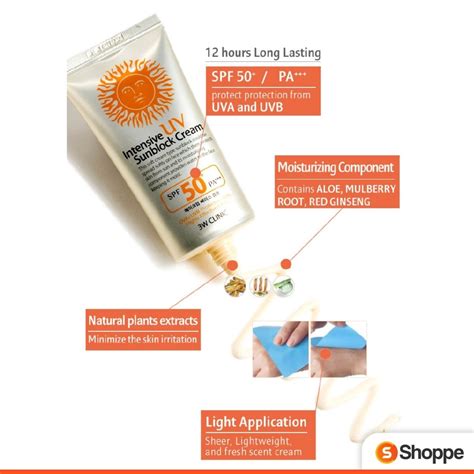 3w clinic bb cream uv sunblock spf 50. 3W CLINIC Intensive UV Sunblock Cream 70ml SPF50 | SHOPPE.LK