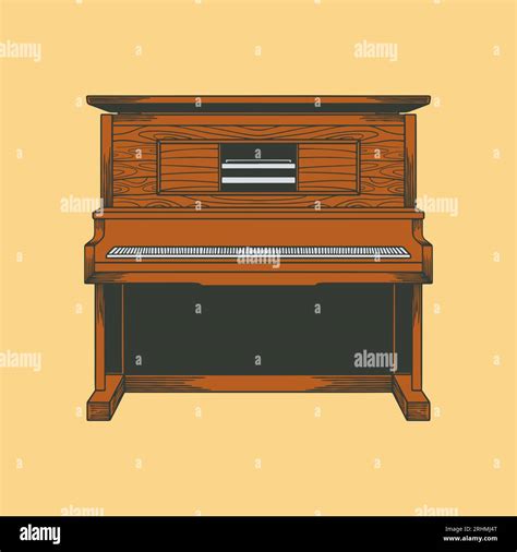 Hand Drawn Piano Instrument Doodle Vector Illustration In Colorful