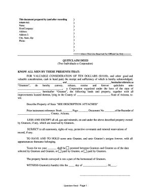 Bill Of Sale Form Arizona Quitclaim Deed Sample Page 2 PdfFiller