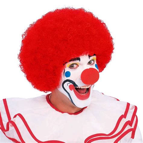 Red Clown Afro Wig Disco Fancy Dress Costume Accessory Sport Team