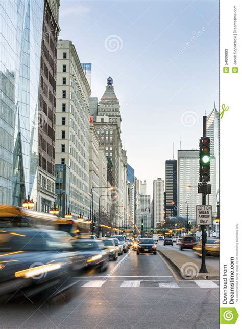 Traffic In Chicago City Center Illinois Usa Stock Image Image Of