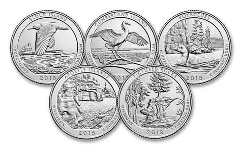 2018 Us America The Beautiful Quarters 5 Coin Proof Set