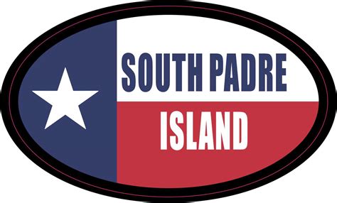 Stickertalk Flag Oval South Padre Island Vinyl Sticker 5 Inches X 3 Inches