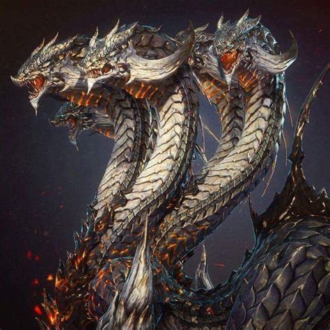 Three Headed Dragon Art Fantasy Monster Fantasy Creatures Final