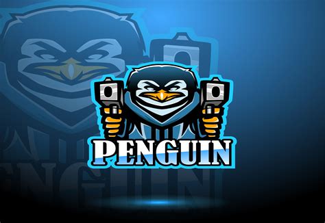 Vector Illustration Of Penguin Esport Mascot Logo Design With Gun