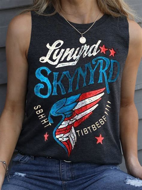 Lynyrd Skynyrd Band Vintage Crew Neck Cotton Blend Woman Tank Lilicloth
