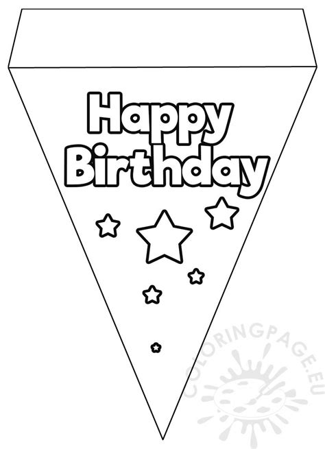 happy birthday flag banner template coloring page