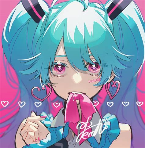 Pecchii Hatsune Miku Vocaloid Commentary Highres Symbol Only Commentary 1girl Arms At