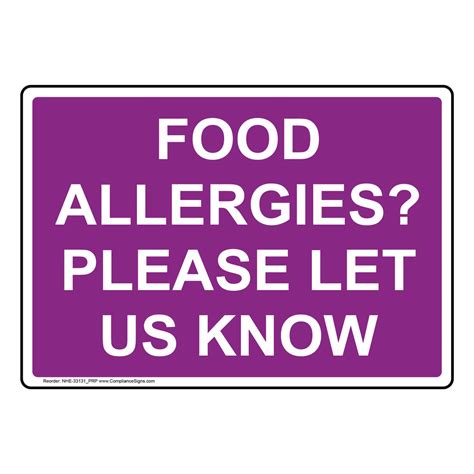 Food Allergy Warning Sign Printable