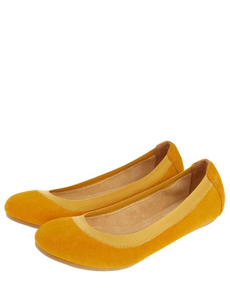 Suede Elasticated Ballerina Flats Yellow Flat Shoes Accessorize Uk