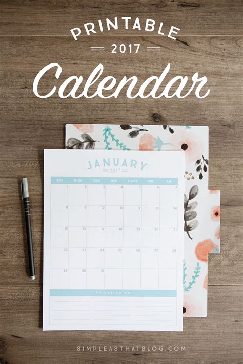Free Printable 2017 Calendars Free Calendar 2017 Calendar