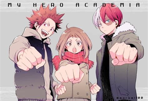 Kirishima Eijirou And Uraraka Ochako And Todoroki Shouto Boku No Hero Academy