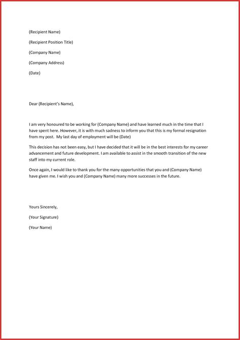 Template For Resignation Letter Singapore Professional Template