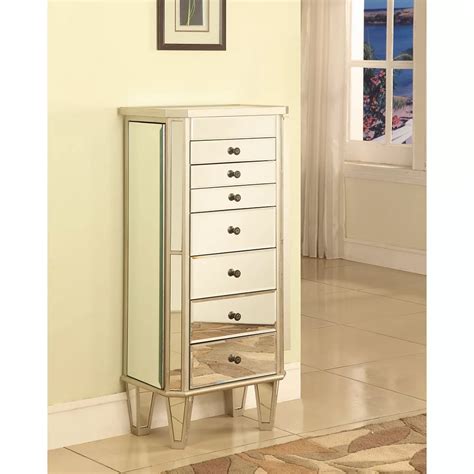 Powell Mirrored Jewelry Armoire With Silver Wood The Home Depot Canada