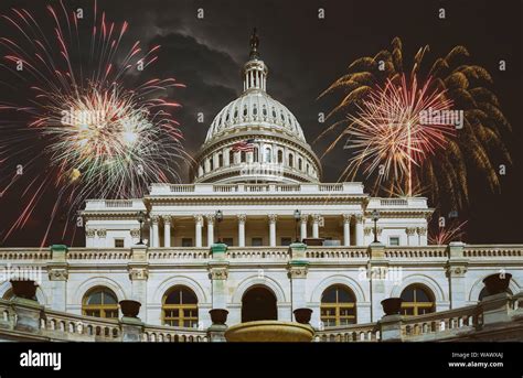 United States Capitol Building Fireworks In Washington Dc July Th Stock Photo Alamy